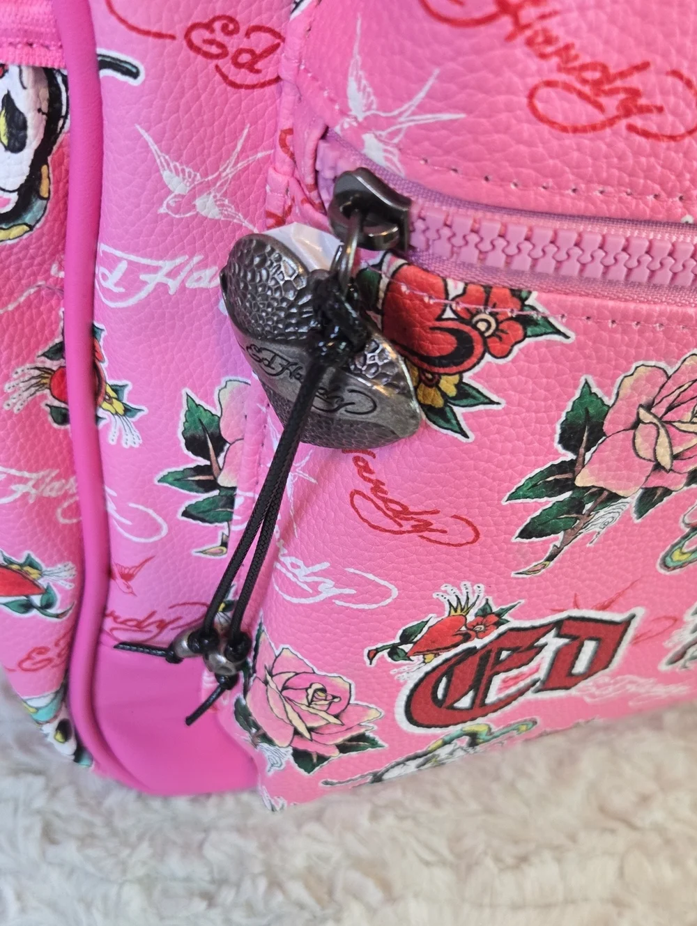 Ed Hardy Pink 'Love Hearts' Large Backpack NWOT